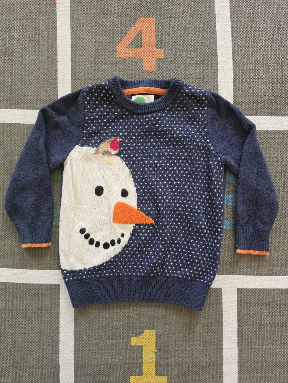 Mini Boden Kids Navy Snowman Sweater